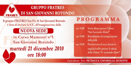 San Giovanni Rotondo NET - Fratres, inaugurazione